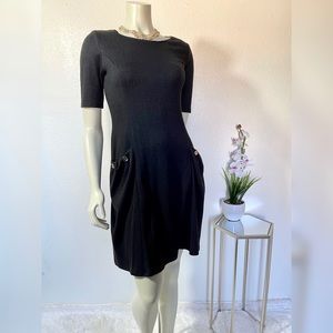 Above-knee Black Short Sleeve Career Dress By EnFocus Studio Dress